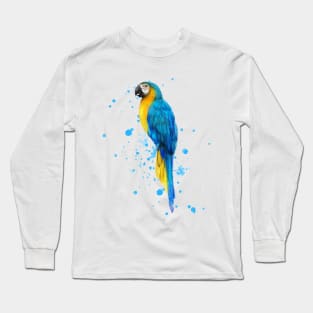 Watercolor Blue and Gold Macaw Long Sleeve T-Shirt